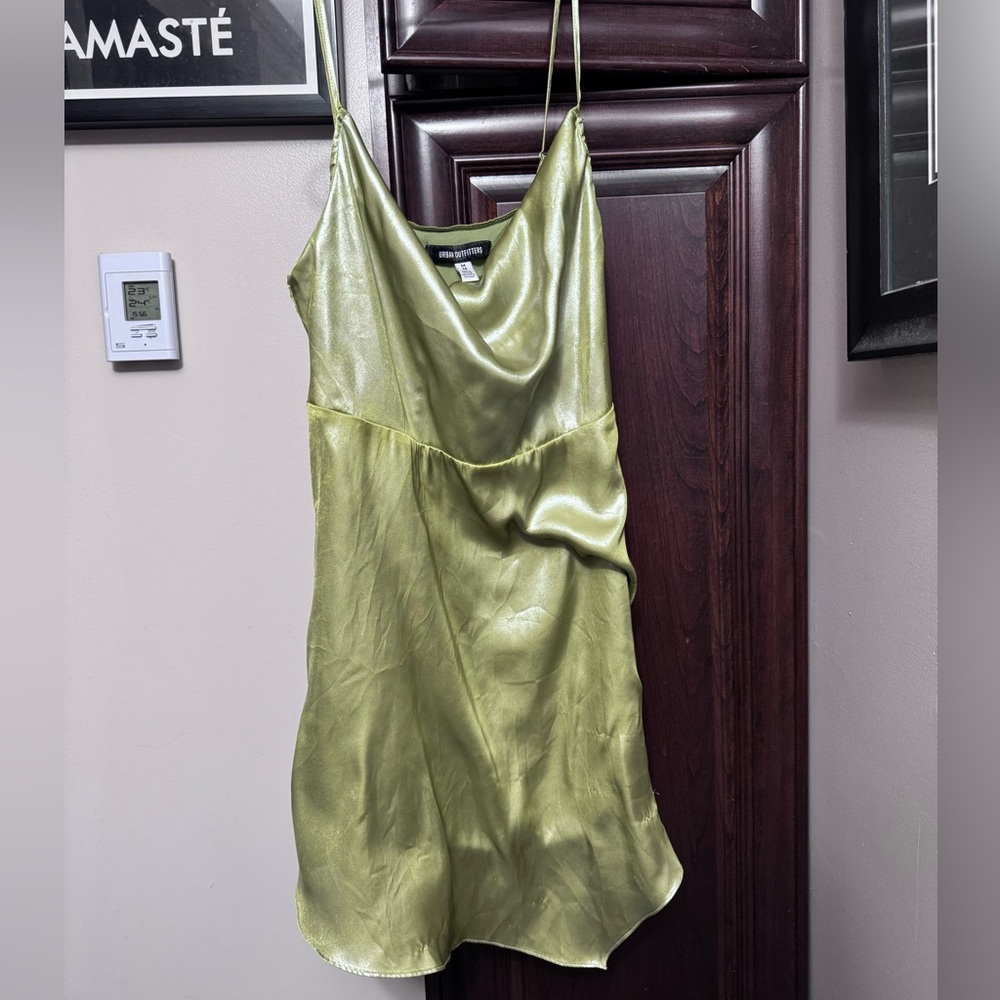 Urban Outfitters Shiny Satin Asymmetrical Mallory Mini Dress - Picture 4 of 5